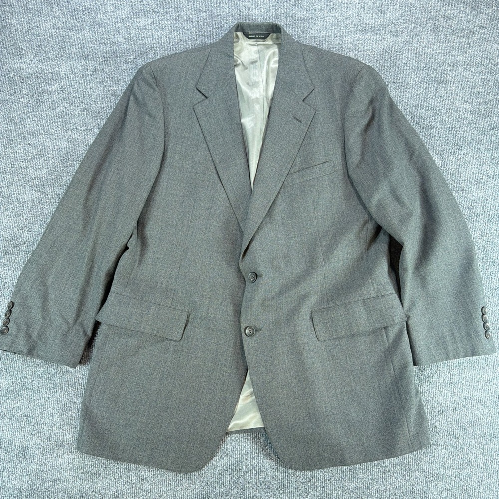 Vintage Nordstrom Mens Gray Virgin Wool Blazer Sport Coat Union Made USA 42R